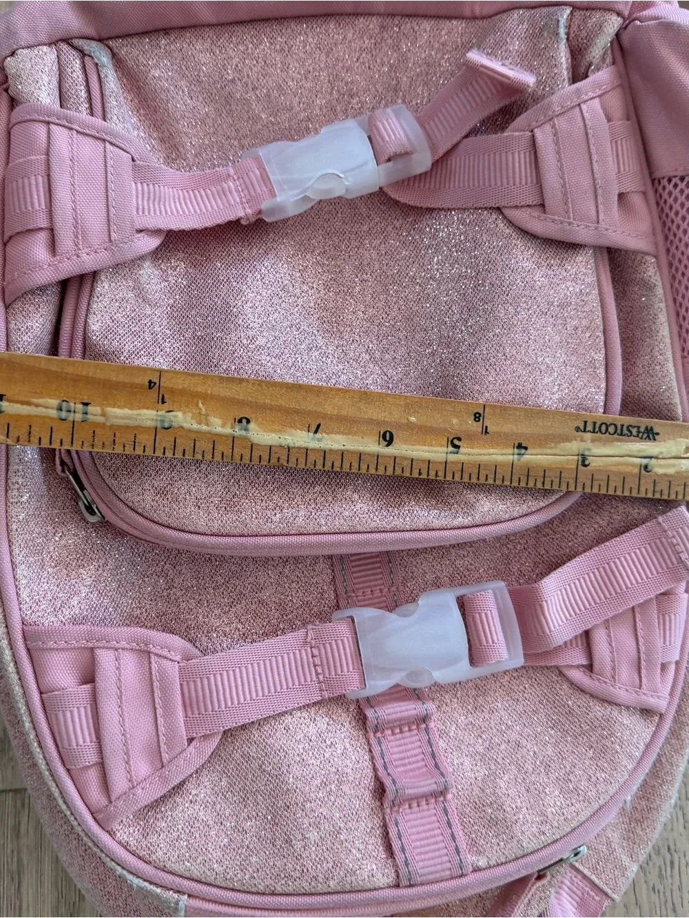 Pottery Barn Kids Pink Glitter Shimmer Backpack School Bag Mesh Pockets